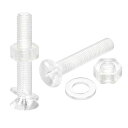 uxcell M8 x 50mm プラス小ネジ ナット ナットと平ワッシャー付き プラスチック PC皿頭小ボルト 透明 20セット(4)