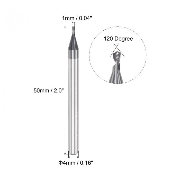 uxcell スポッティングドリルビット 1 mm直径 4 mmシャンク 120度 固体超硬 AlTiSinコーティング 2フルート ラウンドシャンク ドリルカッター 3