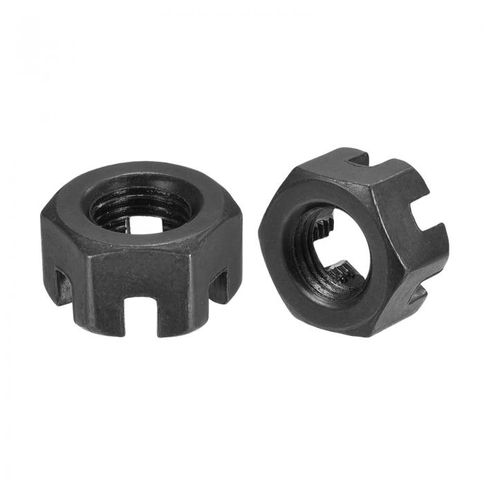 uxcell 六角スロットナット 炭素鋼 六角ナット 高硬度 機械産業用 M10x1mm