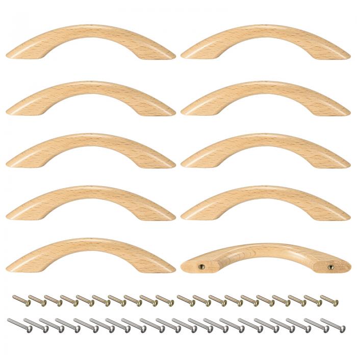 uxcell 木製ハンドル ウッドプル 穴の距離96mm キッチン 家具 引き出し ワードローブ 食器棚用 10本入り