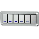 uxcell 6ギャングロッカースイッチパネル 5ピン オンオフ 配線済みトグルスイッチコントロール 防水 アルミニウム合金 ブルーLEDライト プッシュボタン...