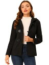Allegra K ダッフルコート ショート ピーコート トグル ジッパー クロップド フード付き ダッフルフロントレディース ブラック XS(4)