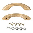 uxcell 木製ハンドル ウッドプル 穴の距離64mm キッチン 家具 引き出し ワードローブ 食器棚用 2本入り