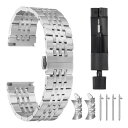 uxcell 22mmのステンレススチールウォッチバンド ダブルプレッシングバタフライ クラ スプ メタルソリッドスチールチェーンウォッチストラップの交換用 曲...