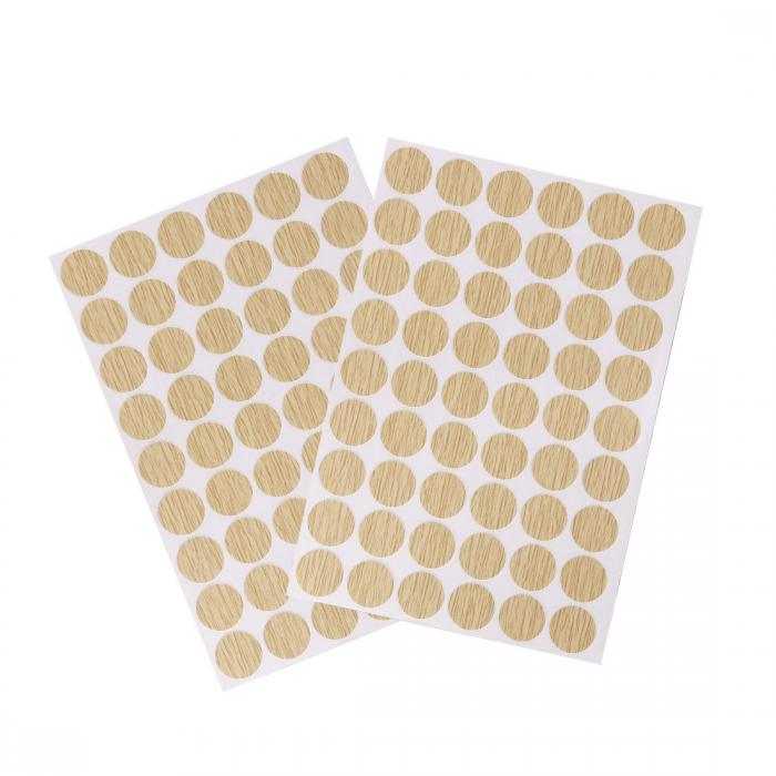 uxcell ネジ穴カバーステッカー 粘着ステッカー テクスチャード プラスチック 木製家具 キャビネット 棚板用 直径21 mm オーク PC-132 108個合計2枚