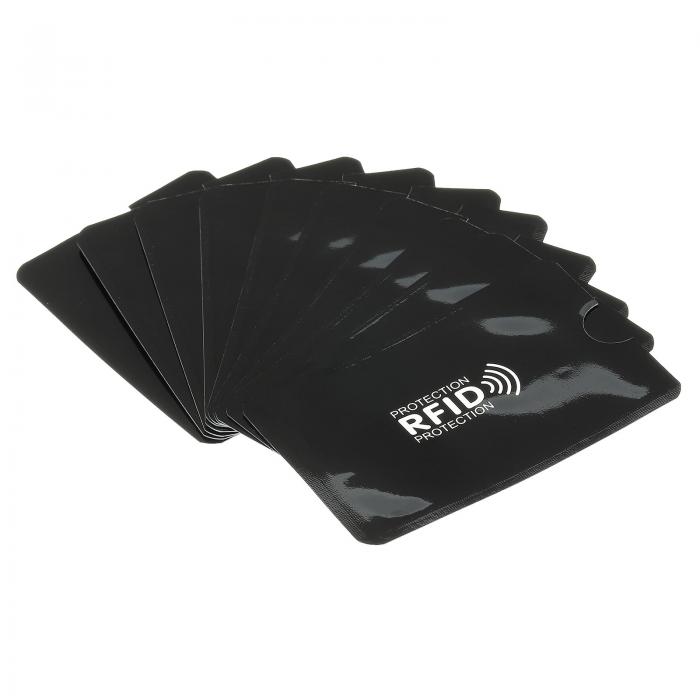 uxcell RFIDブロッキングカードスリーブ 非接触プロテクターホルダー NFC財布用 92 x 62 x 0.3 mm ブラック 10個入り