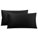 PiccoCasa 枕カバー 綿100% 2個セット 超ソフト まくらカバー コットン ピローケース ベッド ホテル 寝室 耐久性 ブラック 50x75cm