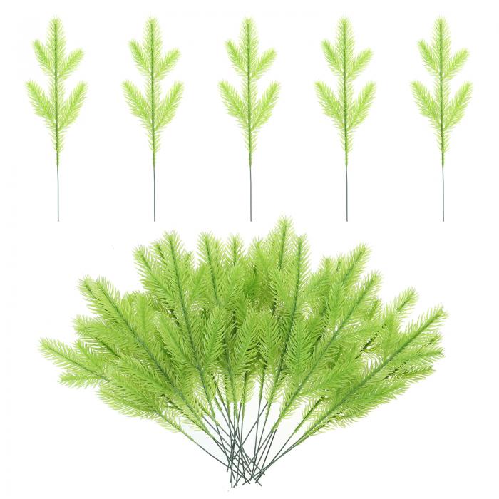PATIKIL 10.2" 人工松 枝 30個 偽 松 葉 緑リー植物 DIYガーランドクリスマスホームデコレーション ライト緑