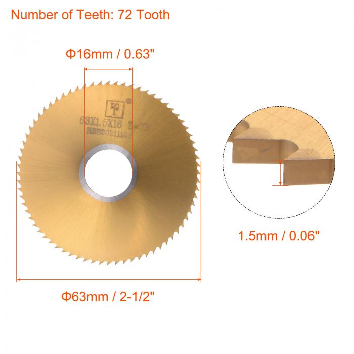 uxcell 丸鋸ブレード 直径63 mm 厚さ1.5 mm 72歯 16 mmアーバー付き M35コバルト高...