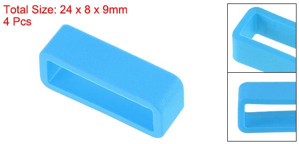 uxcell 時計バンドストラップループ ゴム 交換用ファスナーリング シリコーン時計ホルダーキーパー 20mm幅時計バンド ライトブルー 4個入り