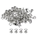 uxcell 100セット レザーリベット 12x12mm ダブルキャップリベット メタルスタッズリベット レザークラフト修理DIY財布ベルトバッグ靴用 シルバ...