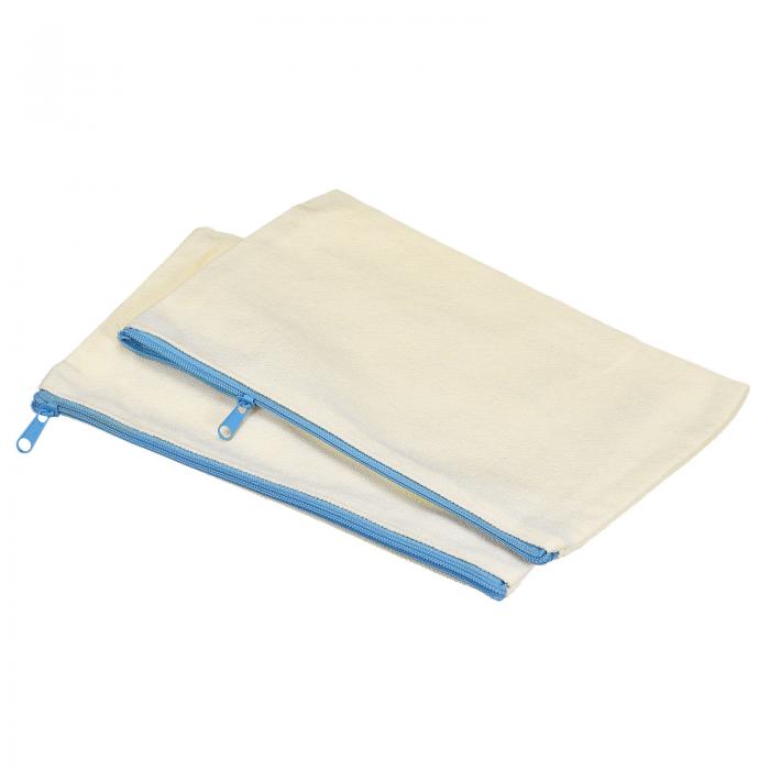 uxcell キャンバスジッパーポーチ ブランクジップ DIYバッグ 筆入れ プレーン クラフト 収納ポケット 旅行アクセサリー用 ブルー 4個