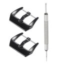 uxcell 時計ストラップクラスプ交換セット ステンレススチールポリッシュPVDバックル 22 mm幅の時計バンド用 スプリングバーリムーバー付き ブラック