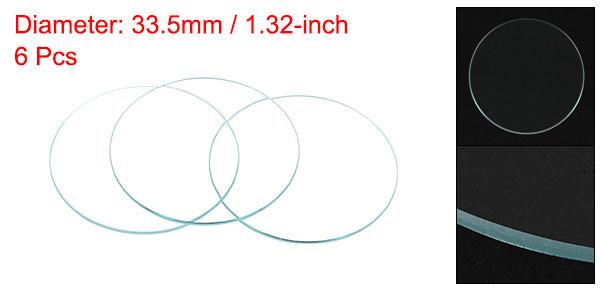 uxcell 時計クリスタルレンズガラス ラウンド フラット 33.5mm直径 交換部品 時計メーカー修理用 クリア 6個入り 2
