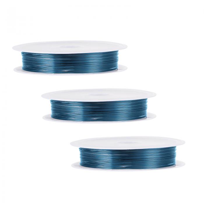 uxcell 26ゲージ銅ワイヤー 耐性ビーズワイヤー ペンダントメイキングアートクラフト DIY織り ブルー ..