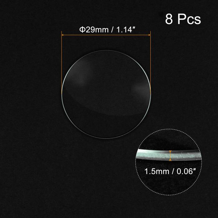 uxcell 時計ガラス クリス タルレンズ シングルドームラウンド 時計修理用 29mm直径 1.5mm刃厚 クリアー 8個