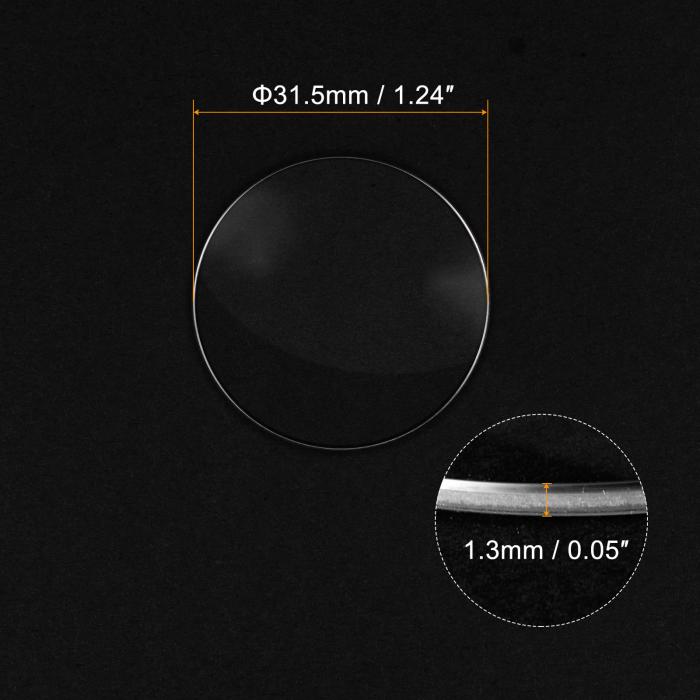 uxcell 時計ガラスサファイアクリスタルレンズ 単一ドーム ラウンド 31.5mm直径 1.3 mmエッジ厚さ 交換部品 クリア