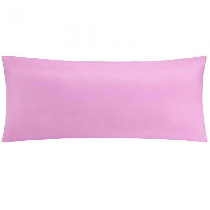 PiccoCasa バンブー ボディ ピローケース 1個 ジッパー クロージャー付き しわのない 冷却ピローカバー 柔らかさ 通気性のある ロングピローケース シルキー ピンク 50x140cm