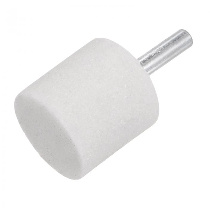 uxcell 研磨マウントストーン研磨ビット ホワイトコランダム砥石 回転工具 バフ研磨用 円筒形 シャンク直径6 mm ヘッド直径28 mm 15個(4)