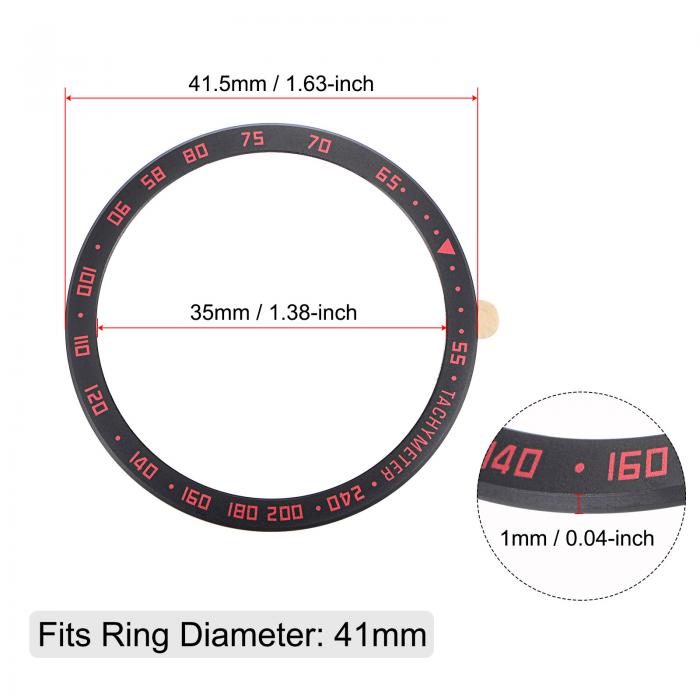 uxcell ウォッチベゼルリング 粘着カバー スタイルB ステンレス鋼 PVD 傷防止 プロテクター スクリーンダイヤル用 ブラック リング直径41 mm