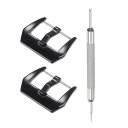 uxcell 時計ストラップクラスプ交換セット ステンレススチールポリッシュPVDバックル スプリングバーリムーバー付き 24 mm幅時計バンド用 ブラック