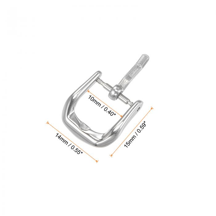 uxcell 時計ストラップクラスプ交換 316ステンレス鋼 磨かれたPVDバックル シルバートーン 10mm幅時計バンド