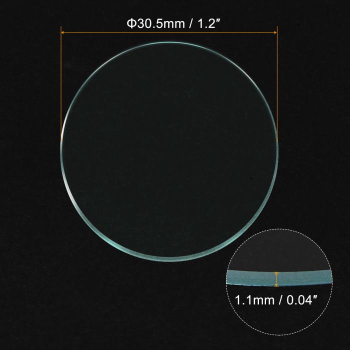 uxcell 時計クリスタルレンズガラス ラウンド フラット 30.5mm直径 交換部品 時計メーカー修理用 クリア 6個入り 3