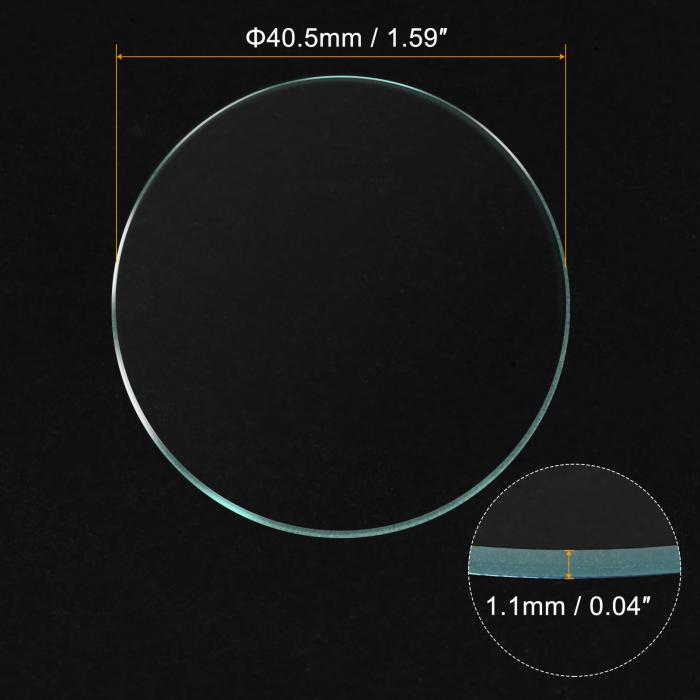 uxcell 時計クリスタルレンズガラス ラウンド フラット 40.5mm直径 交換部品 時計メーカー修理用 クリア 6個入り 3