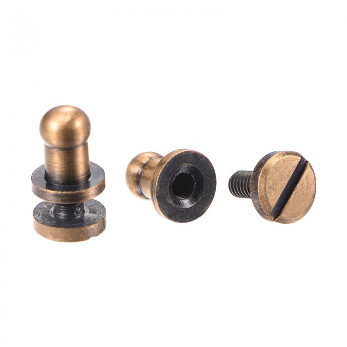 uxcell スタッドリベット 4 mmソリッドブラスラウンドヘッド スタッドねじリベットポストファスナー DIY レザークラフト ベルト 財布 ハンドバッグ 装飾の修理用 コッパートーン 10セット