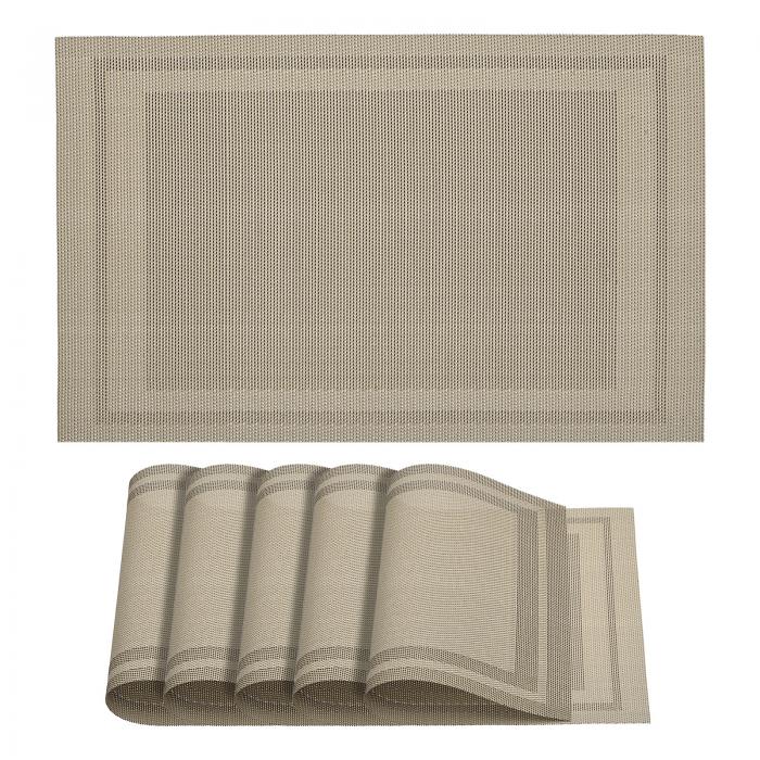 uxcell ランチョンマット テーブルマット PVC ウォッシャブル 織りランチョンマット カーキ 450x300 mm..