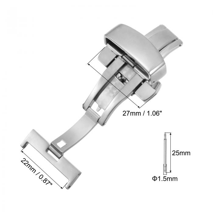 uxcell 時計クラスプ 折りたたみ式 プッシュボタン クイックリリース ストラップリンクピン付き 22 mm革時計バンド用 シルバートーン 3