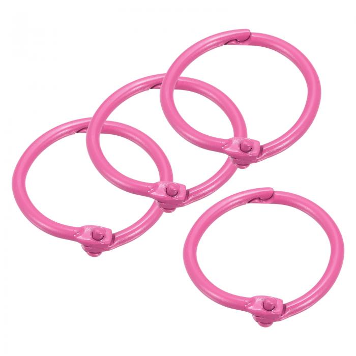 uxcell ルーズリーフバインダーリング 金属製 ブックリングキーホルダー 家庭 事務用品用 ローズレッド..