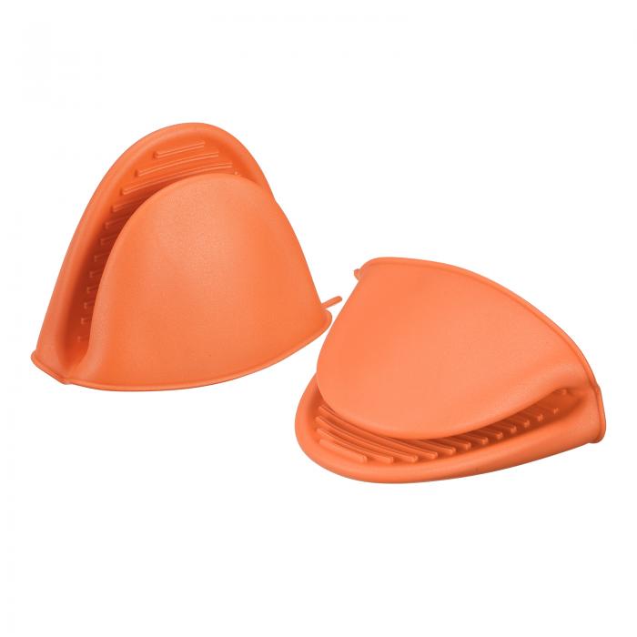uxcell ミニオーブンミット 鍋つかみ 耐熱ピンチカバーグローブ TPE材質 吊り下げ穴のデザイン オレンジ 2個入り