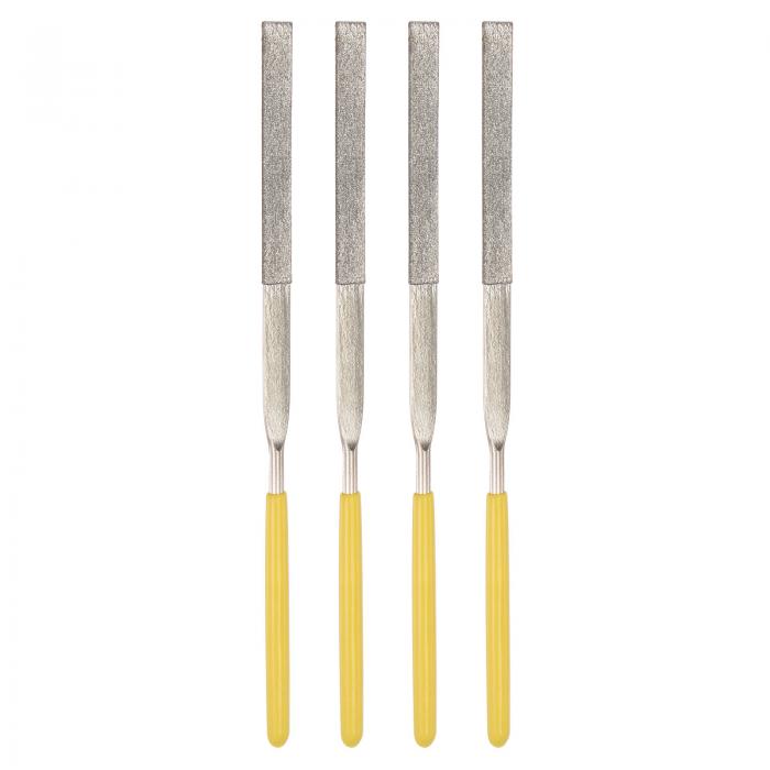 uxcell ダイヤモンドニードルファイル フラットタイプ ファイルハンドル ハンドツール メタル ウッド ストーン 大理石用 3 mm x 140 mm 4個