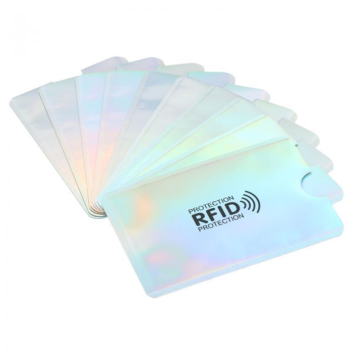 uxcell RFIDブロッキングカードスリーブ 非接触プロテクターホルダー NFC財布用 シルバー 20個入り