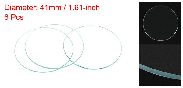 uxcell 時計クリスタルレンズガラス ラウンド フラット 41mm直径 交換部品 時計メーカー修理用 クリア 6個入り