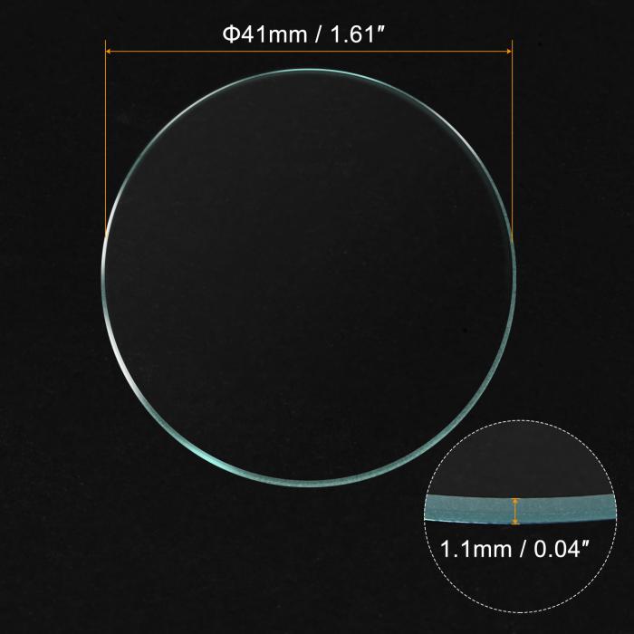 uxcell 時計クリスタルレンズガラス ラウンド フラット 41mm直径 交換部品 時計メーカー修理用 クリア 6個入り