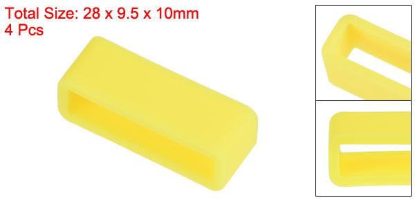 uxcell 時計バンドストラップループ ゴム 交換用ファスナーリング シリコーン時計ホルダーキーパー 24mm幅時計バンド イエロー 4個入り