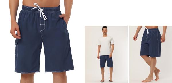 Lars Amadeus 水着 サーフパンツ ボードショーツ 海パン 海水パンツ ドローストリング ビーチパンツ メンズ ダークブルー 30