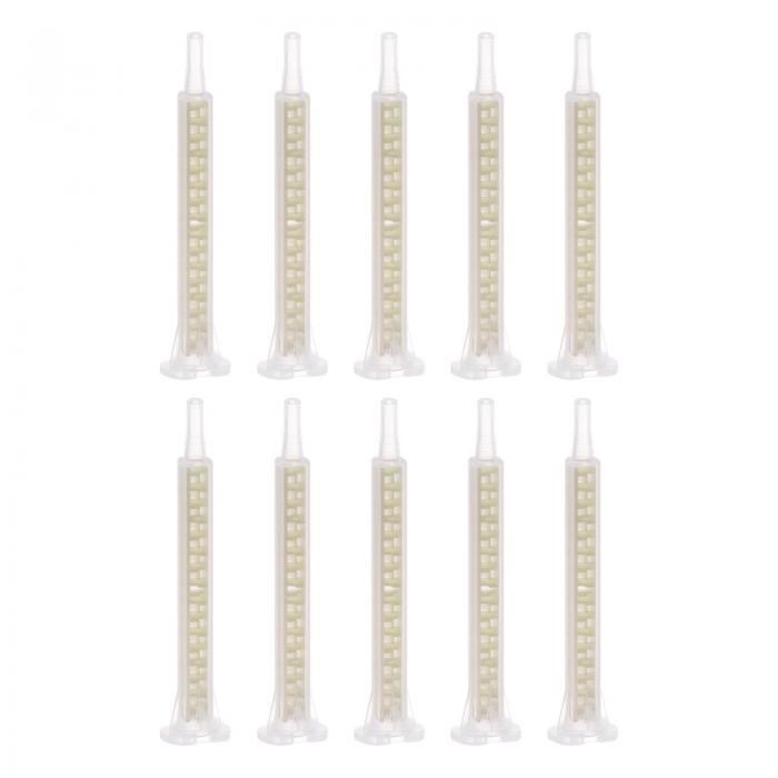 uxcell 混合ノズル アプリケーター 樹脂静的ミキサー プラスチック ラウンドコネクタ AB接着剤ガン用 83 mm 50mlカートリッジ ゴールドトーン 10本入り