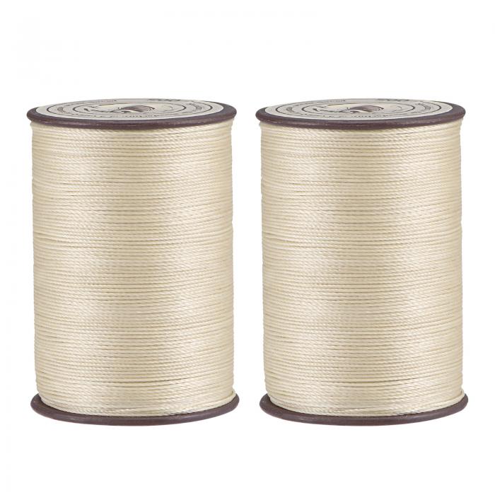 uxcell 細いワックススレッド 175ヤード 0.45 mm直径 ポリエステルワックスコーティングストリングコード 機械縫い刺?手キルティング織り用 リネン 2個入り