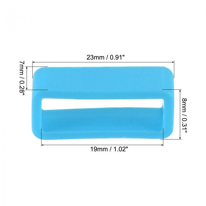 uxcell 時計バンドストラップループ ゴム 交換用ファスナーリング シリコーン時計ホルダーキーパー 19mm幅時計バンド ライトブルー 4個入り 3