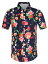 Allegra K アロハシャツ メンズ ハワイアンシャツ 半袖 花柄 ボタンダウン ファッション ネイビーピンク 42