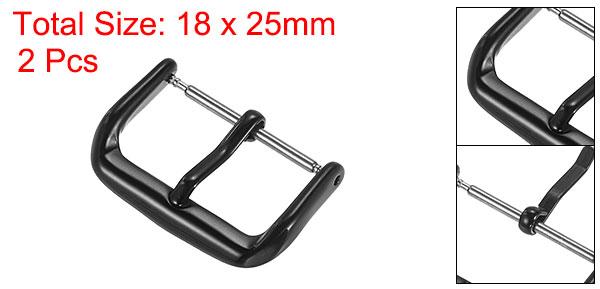 uxcell 時計ストラップクラスプ 交換 316ステンレス鋼 ポリッシュドPVDバックル 20 mm幅の時計バンド用 ブラック 2個