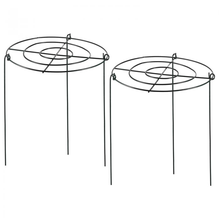 uxcell 園芸植物サポートステークス 30cm幅 x 45cm高 ラウンドグリッドメタルリングフープケージ 3レッグ付き ローズフラワートマト用 ブラック 2個入り