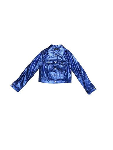 Allegra K ジャケット コート 長袖 バイカー ホログラフィック 光沢感 襟付き ボタンダウン シャイニー メタリック レディース ブルー L Allegra K ジャケット コート 長袖 バイカー ホログラフィック 光沢感 襟付き ボタンダウン シャイニー メタリック レディース ブルー L