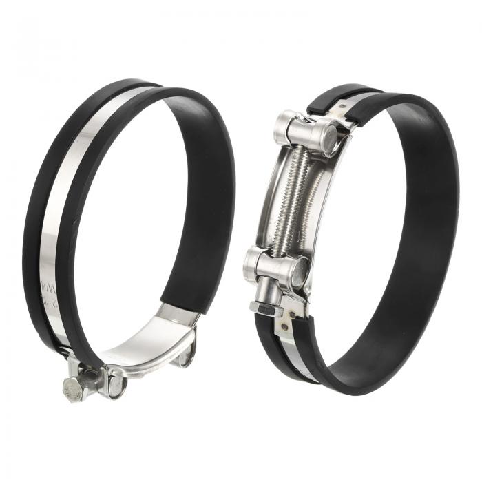 uxcell 2Pcs Tボルトホースクランプ 作業範囲 122-130mm ゴムクッション入り インテークインタークーラークランプ チューブクランプ パイプ用調整可能クランプ