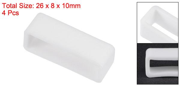 uxcell 時計バンドストラップループ ゴム 交換用ファスナーリング シリコーン時計ホルダーキーパー 22mm幅時計バンド ホワイト 4個入り
