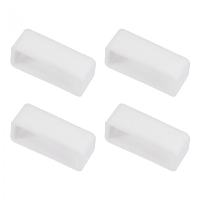 uxcell 時計バンドストラップループ ゴム 交換用ファスナーリング シリコーン時計ホルダーキーパー 19mm幅時計バンド ホワイト 4個入り