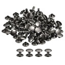 uxcell 100セット レザーリベット 12x10mm ダブルキャップリベット レザークラフト修理DIY財布ベルトバッグ靴用 ガ ン黒